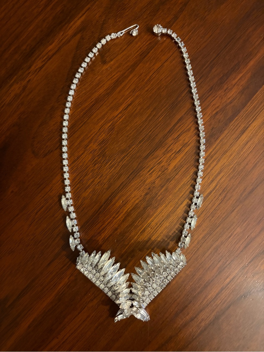 Vintage Marquise Rhinestone Statement Necklace | Old Hollywood Glamour